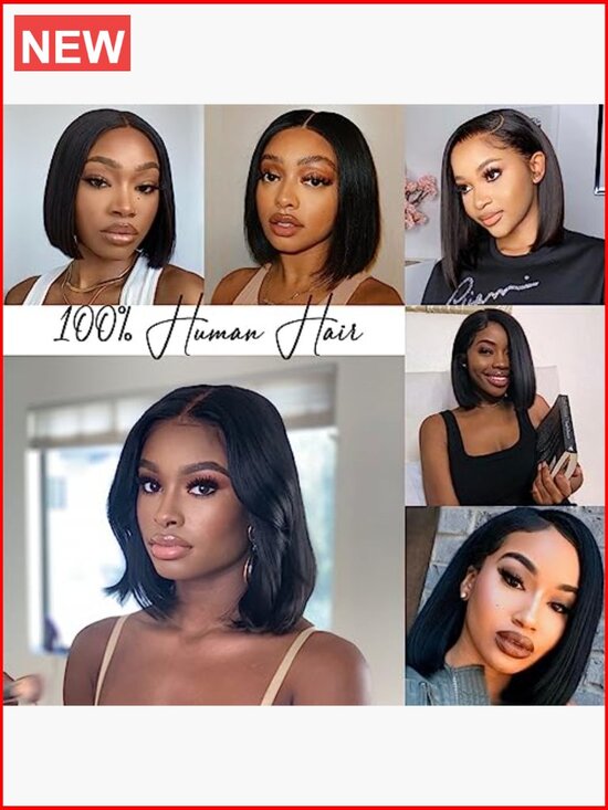 8 Inch 13x4 HD Transparent Lace Front Wig Human Hair 180 Density Pre Plucked Bob